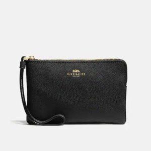 Coach Gold/Black Corner Zip Wristlet
